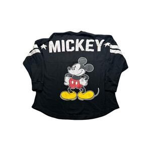 Disney Mickey Mouse Long Sleeve Jersey Black White Spell Out Size S 4/6‎